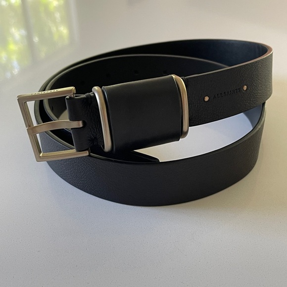 All Saints Black Leather Belt - Picture 2 of 11